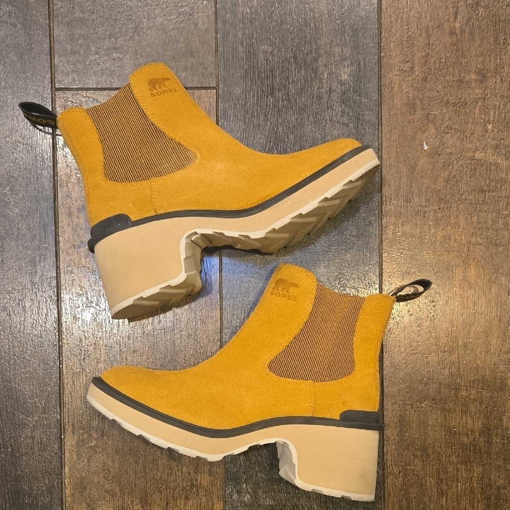 Sorel Mustard Yellow Hi Line Chelsea Boots